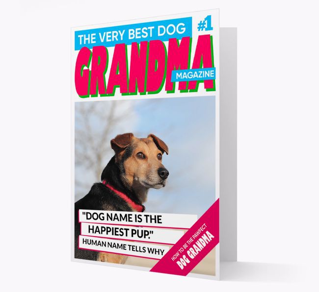 'Very Best Dog Grandma Magazine' - Personalised Photo upload {breedFullName} Card